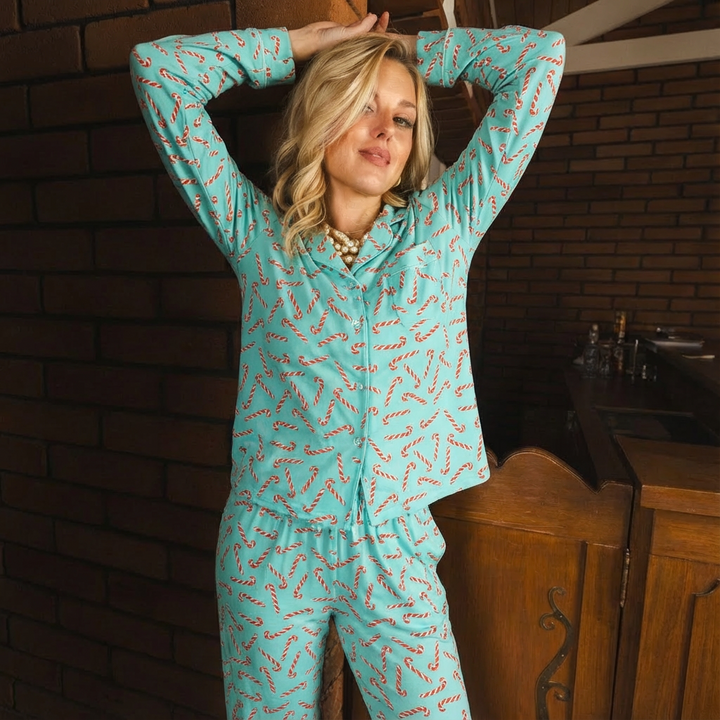 The Peppermint Pimp Canes | Candy Cane SleepDeep™ Women’s Long Sleeve Pajama Set