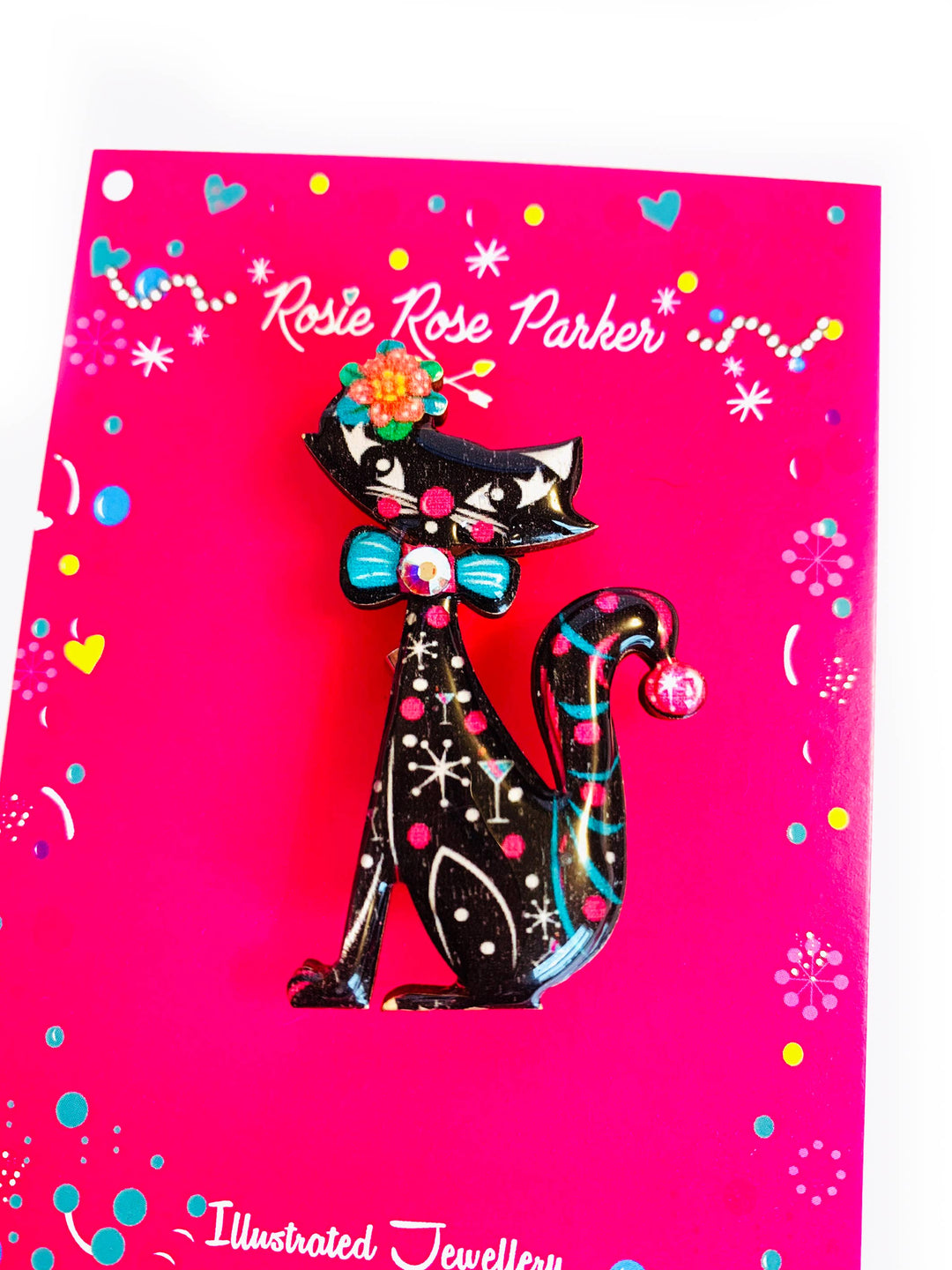 Retro Dapper Atomic Cat Brooch by Rosie Rose Parker