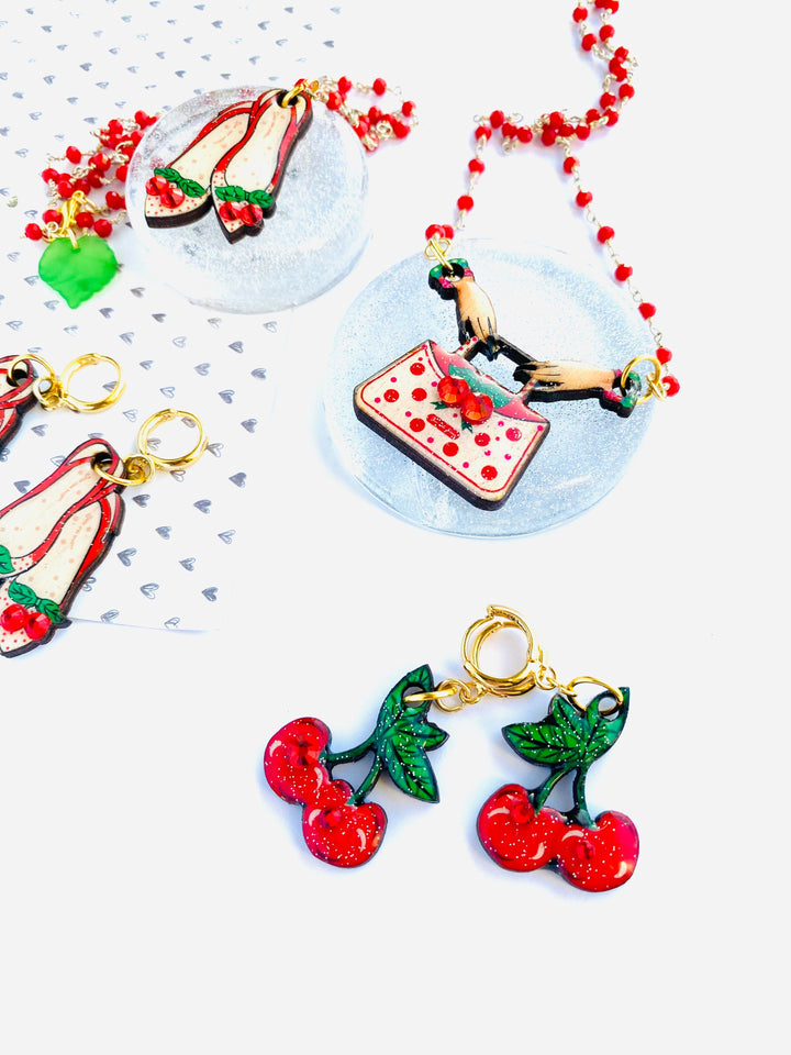 Retro Cherry Beaded Necklace by Rosie Rose Parker