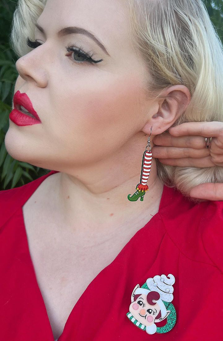 Elfin Around Christmas Fun Earrings by Lipstick & Chrome