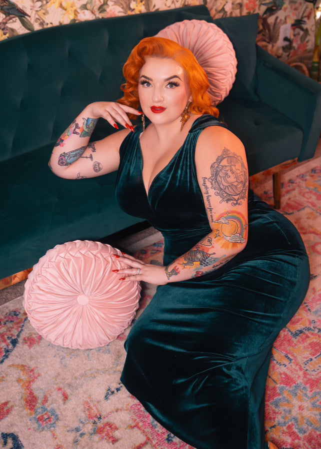 Formal Athena Gown Dress - Stretch Velvet, Hunter Green