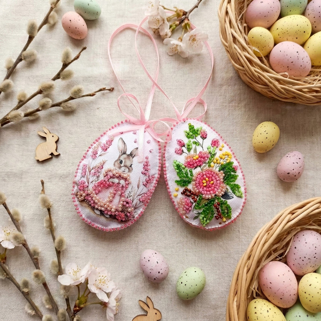 Easter Bunny Bead Embroidery Decoration Kit by Abris Art ABT-060