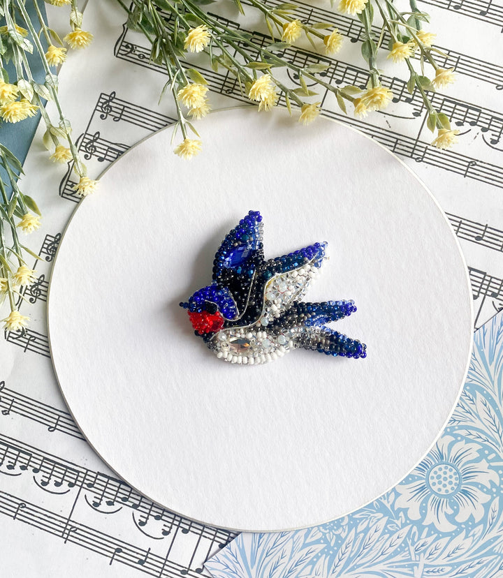 Song of the Swallow Bead Embroidery Brooch Decoration Kit by Abris Art AD-246