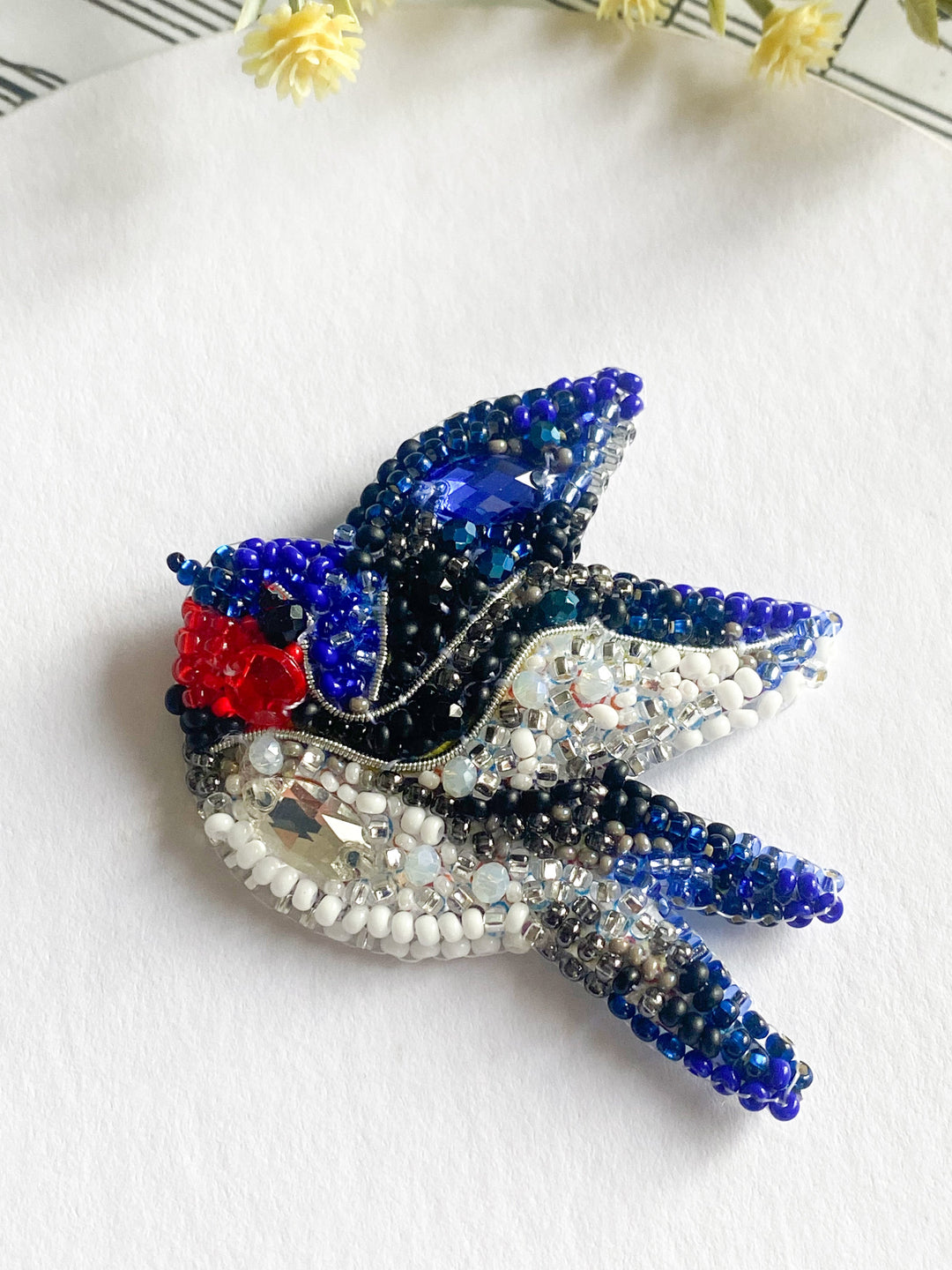 Song of the Swallow Bead Embroidery Brooch Decoration Kit by Abris Art AD-246