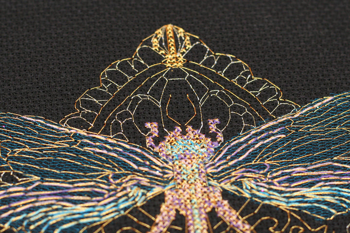 Counted Cross stitch kit - Golden dragonfly
