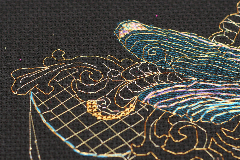 Counted Cross stitch kit - Golden dragonfly