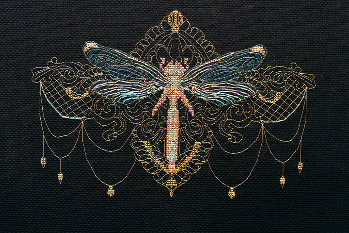 Counted Cross stitch kit - Golden dragonfly