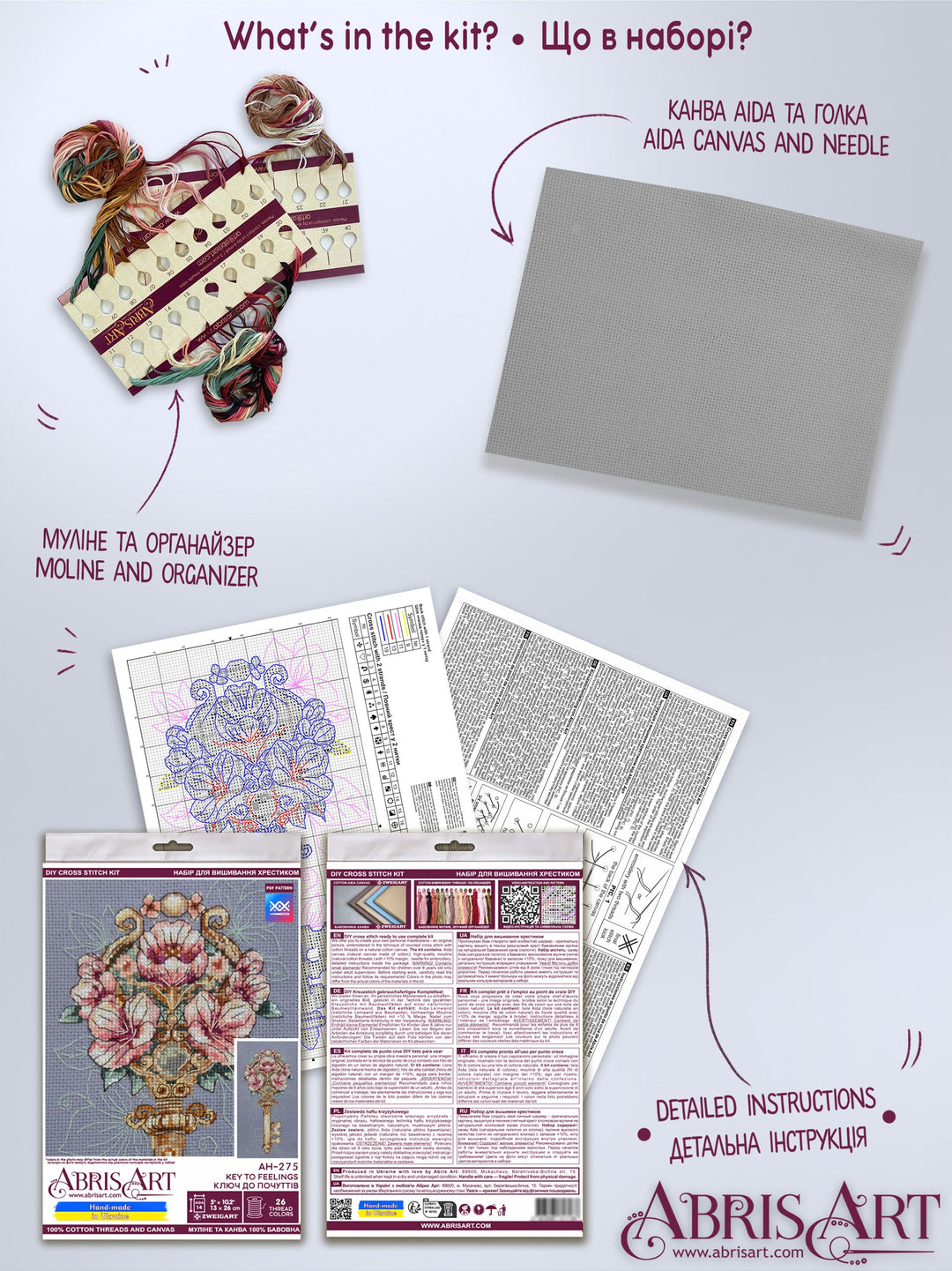 Cross-stitch kit - Key to Feelings AH-275