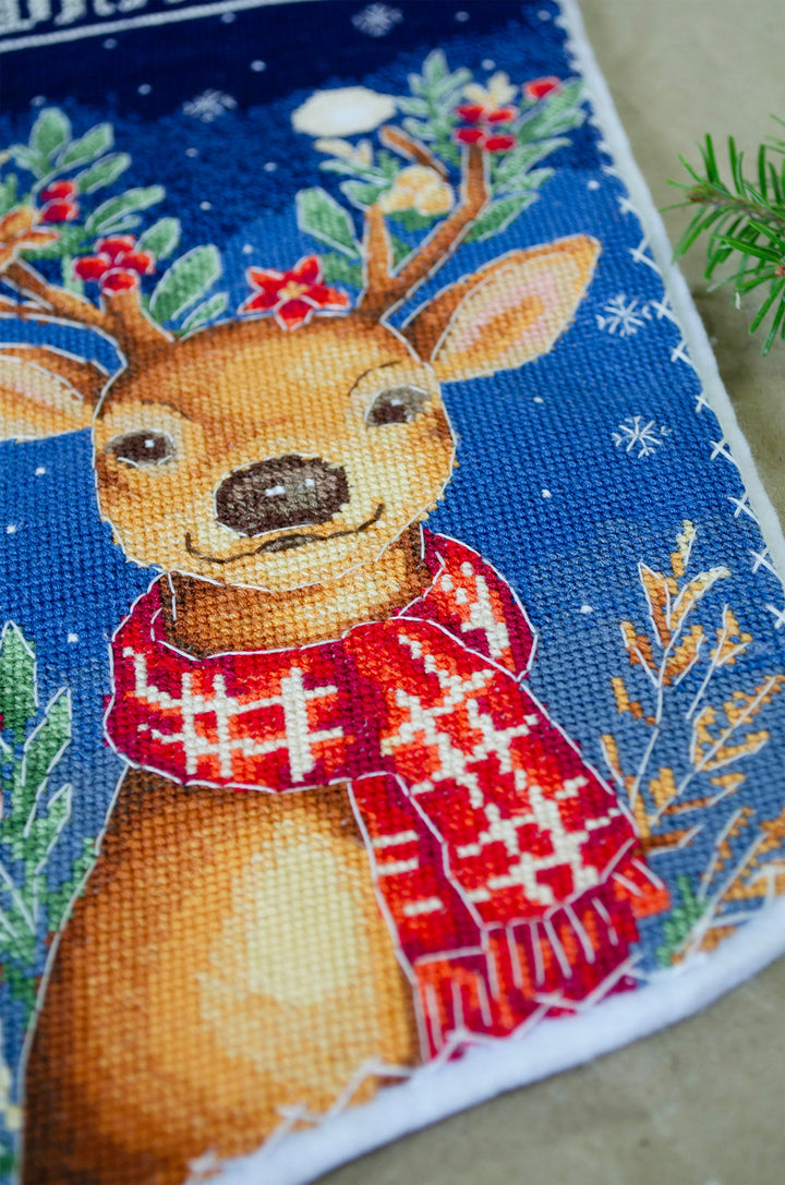 Santa's Helper DIY Counted Cross-Stitch Boot Kit by Abris Art AHH-002