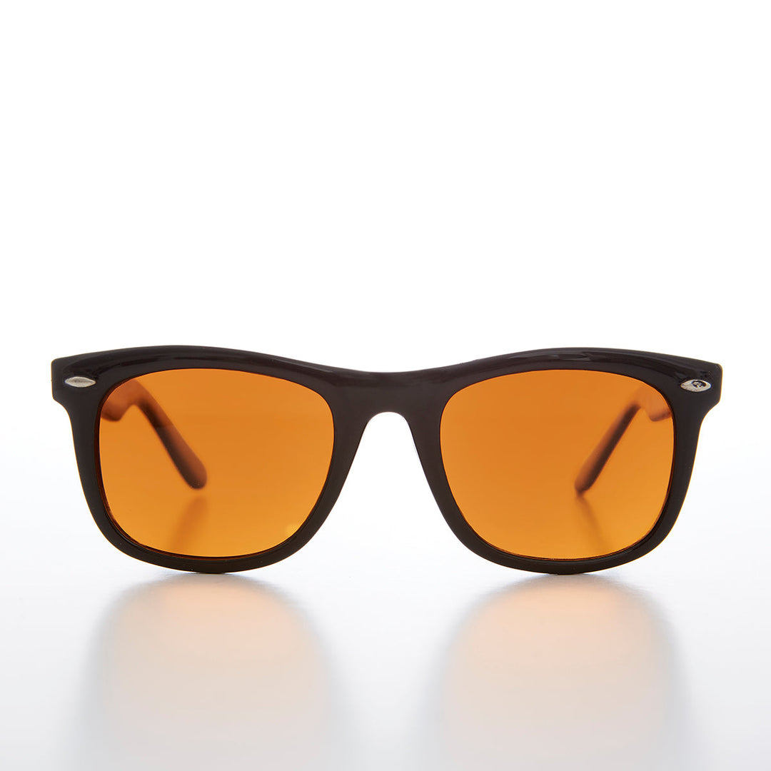 Classic Square Sunglass with Amber Lens - Aiden
