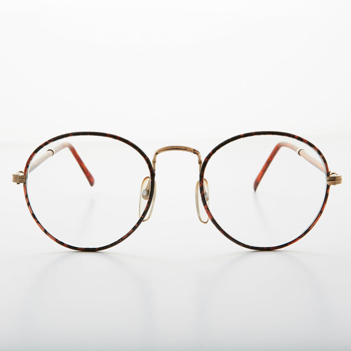 Preppy Round Clear Glass Lens Vintage Glasses - Alex