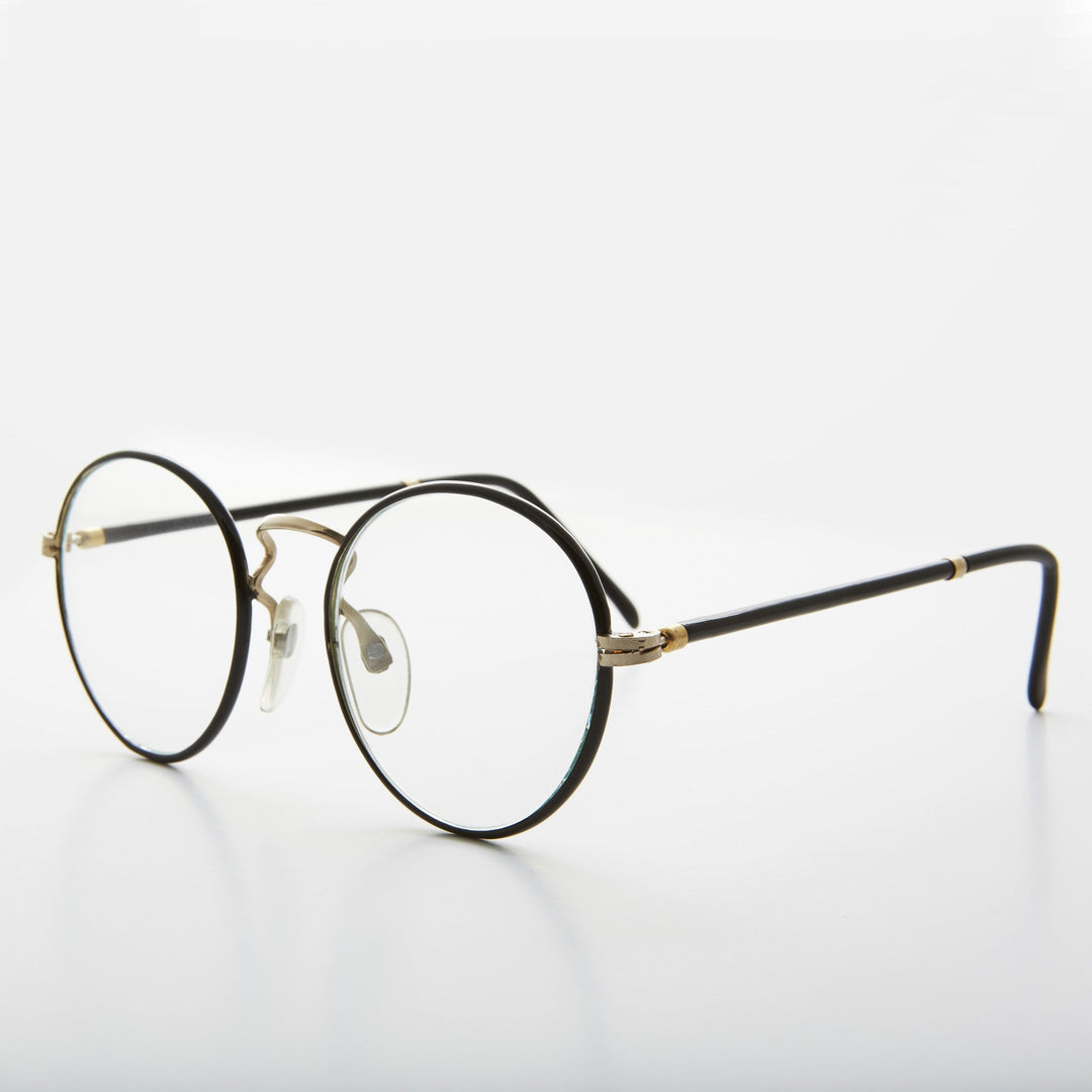 Preppy Round Clear Glass Lens Vintage Glasses - Alex