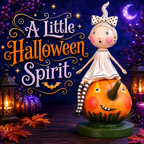 A Little Halloween Spirit Figurine by Lori Mitchell