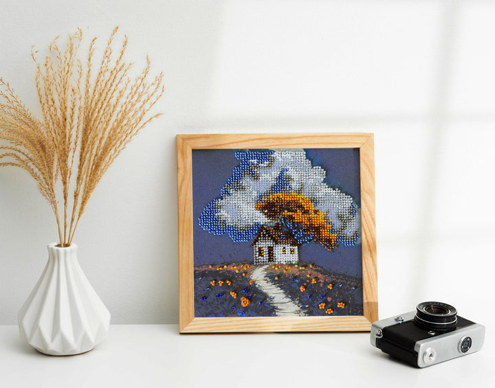 Mini Bead embroidery kit - Cottage Beneath the Clouds AM-263