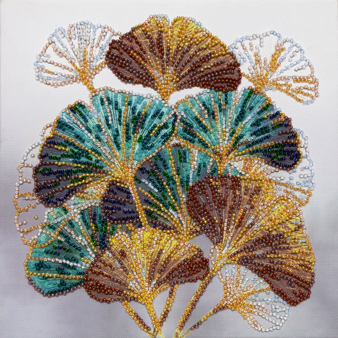 Mid-sized Bead Embroidery kit - Emerald branch
