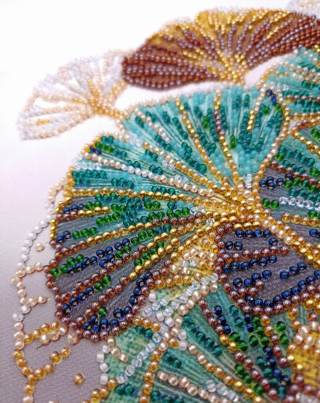 Mid-sized Bead Embroidery kit - Emerald branch