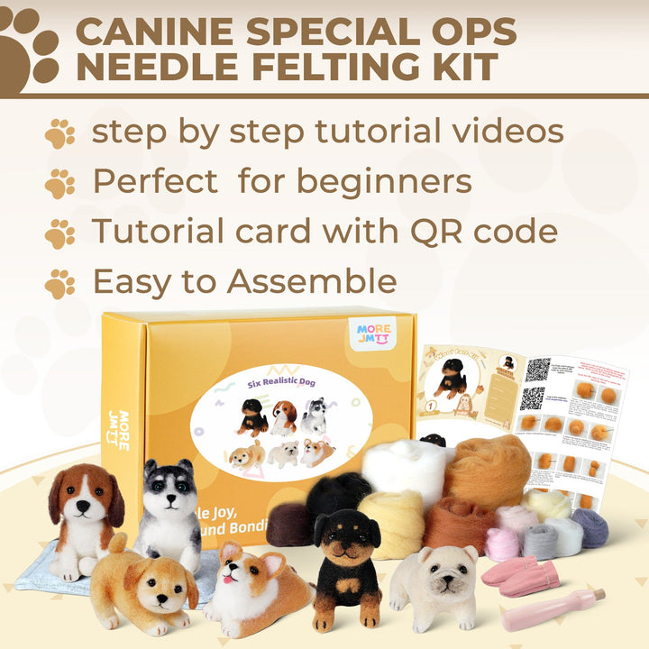 Norwegian Elkhound Needle Felting Kit. Wizardi DIY Wool Craft Kit F07N8-W547-N1