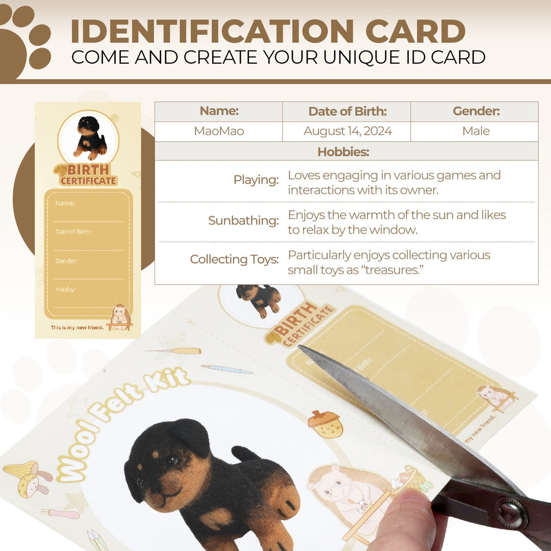 Beagle Needle Felting Kit. Wizardi DIY Wool Craft Kit F07N8-W548-N2