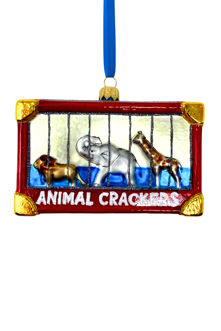 Animal Crackers Box Glass Ornament