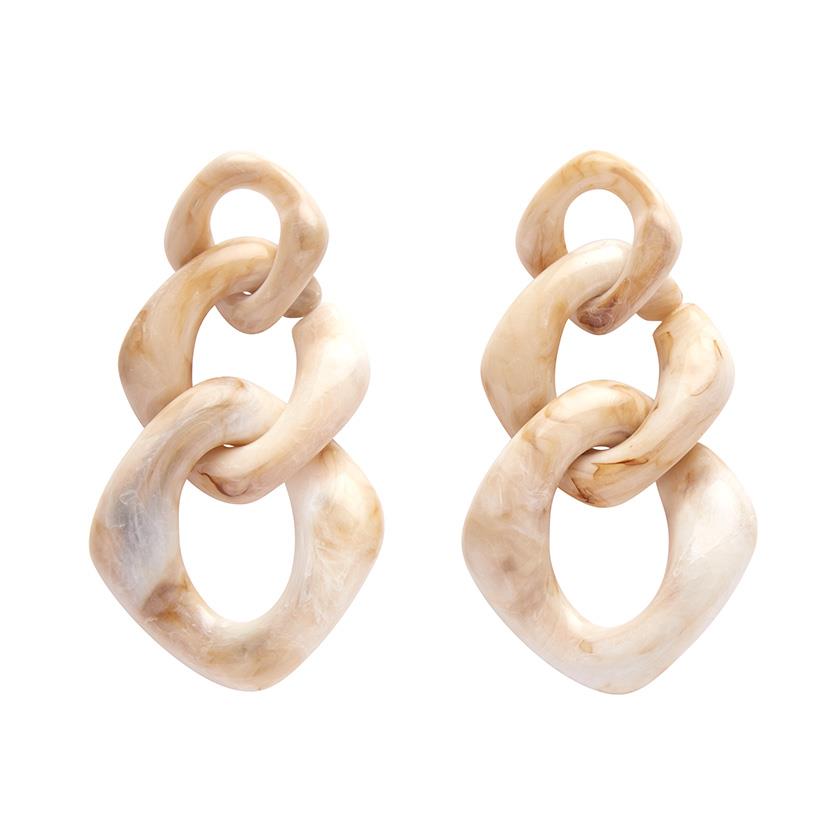 Statement Marble Chain Earrings - Cream by Erstwilder x Iris Apfel