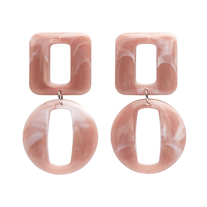 Statement Marble Chunky Drop Earrings - Pink by Erstwilder x Iris Apfel