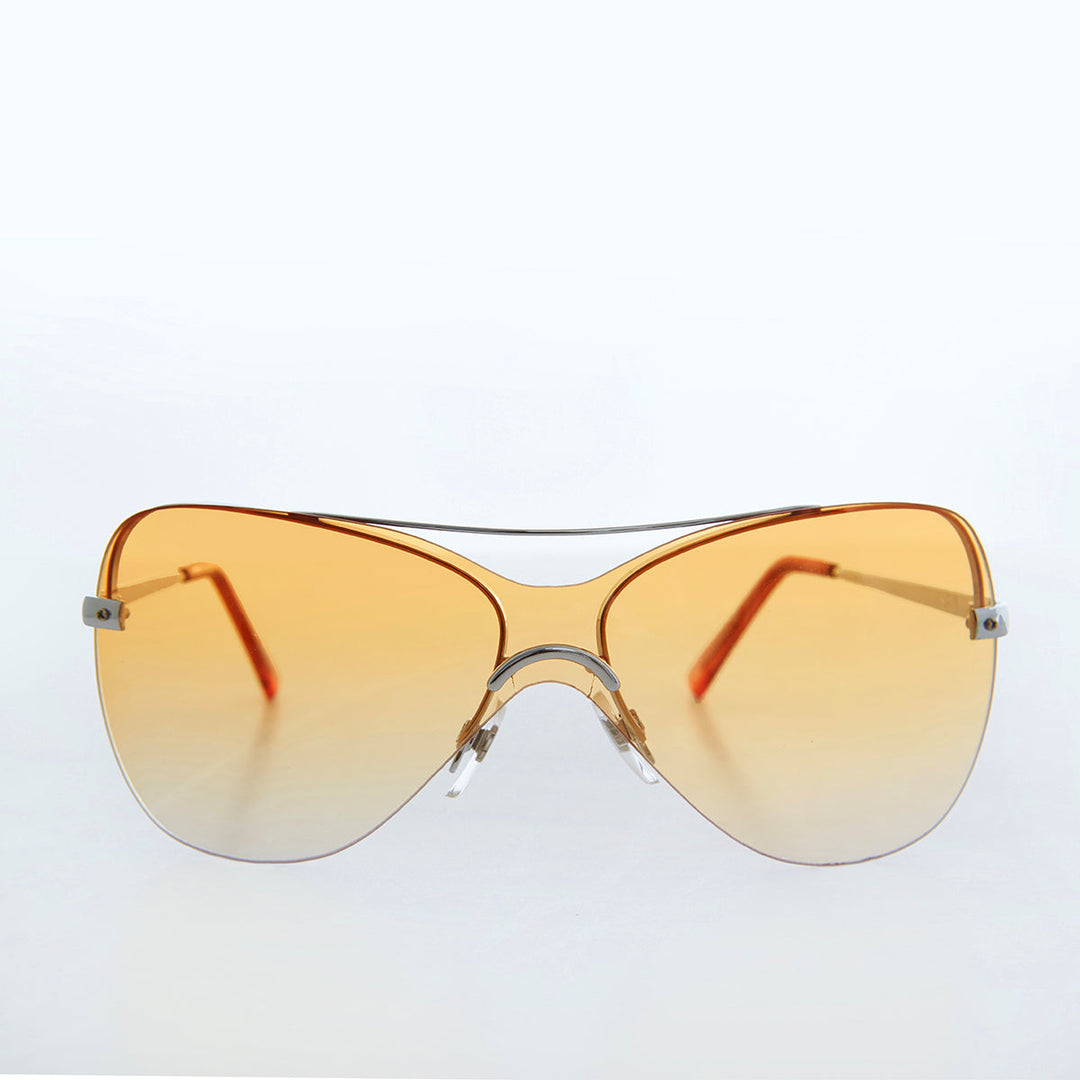 Curved Mono Lens Vintage Sunglasses - Pilar