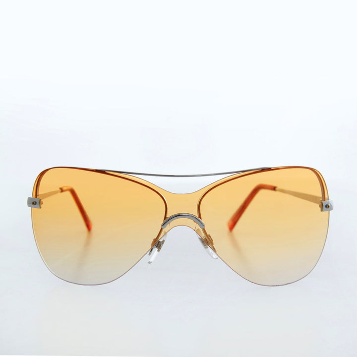 Curved Mono Lens Vintage Sunglasses - Pilar
