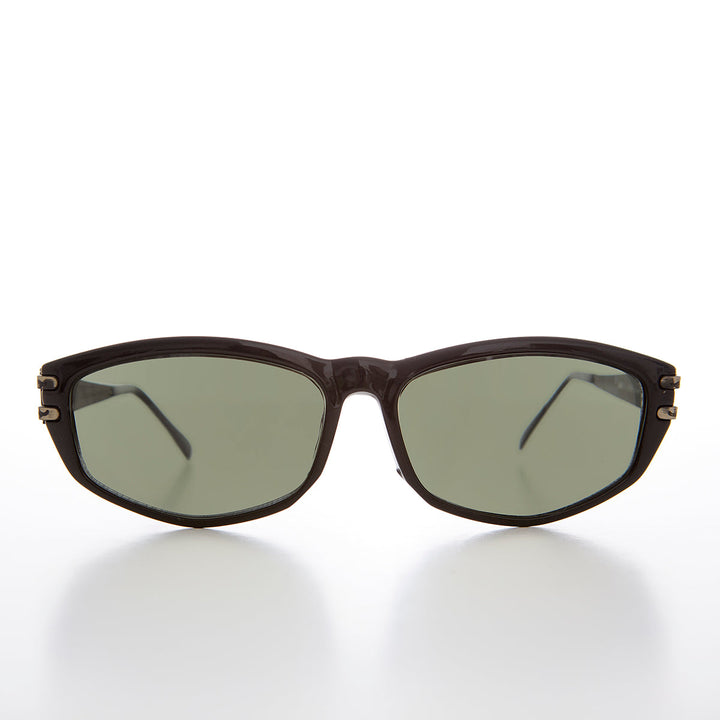 Rectangular Sunglass with Art Deco Etched Temples - Arizona