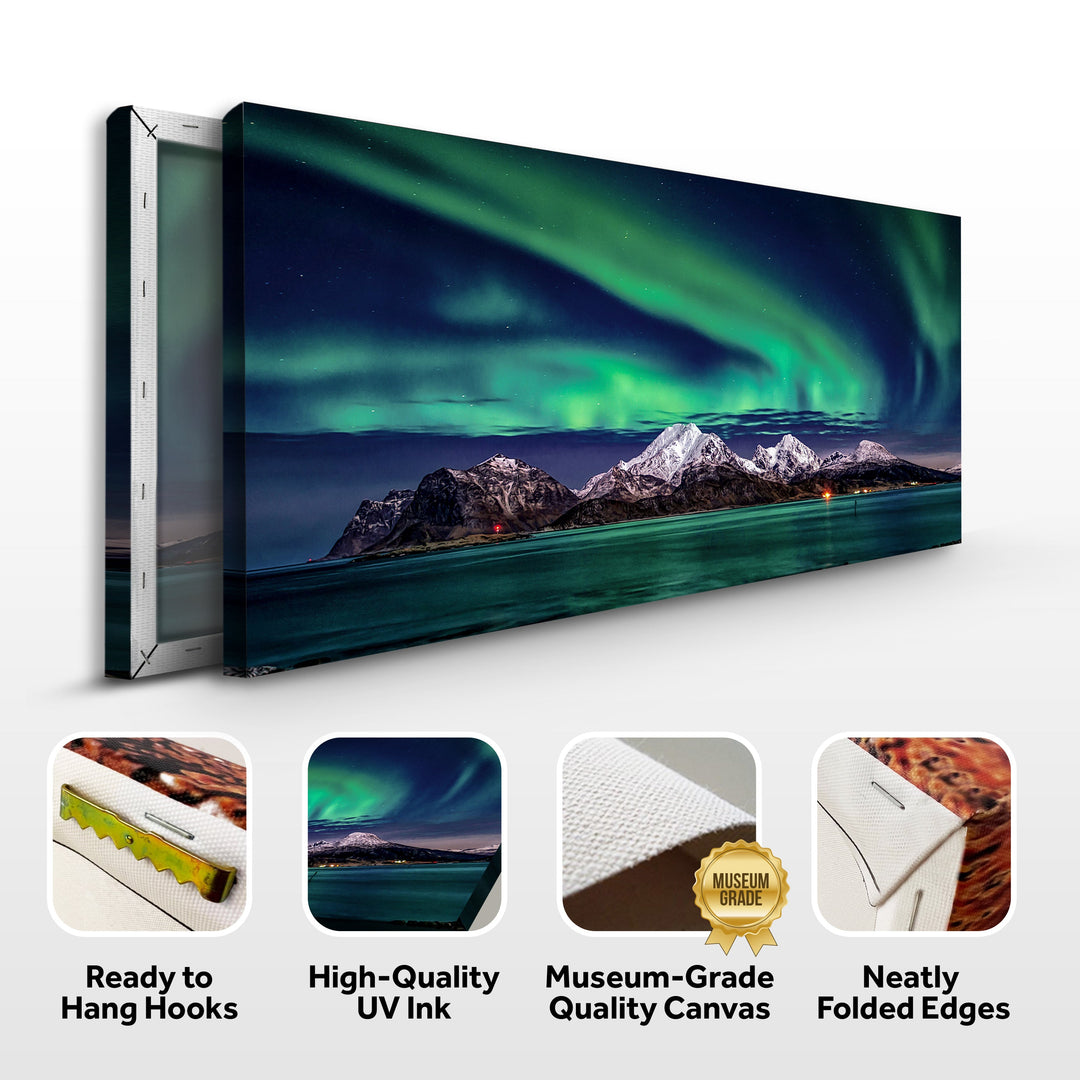 Lake And Northern Lights Canvas Wall Art
