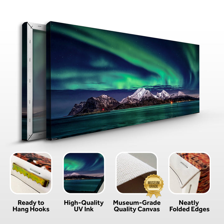 Lake And Northern Lights Canvas Wall Art