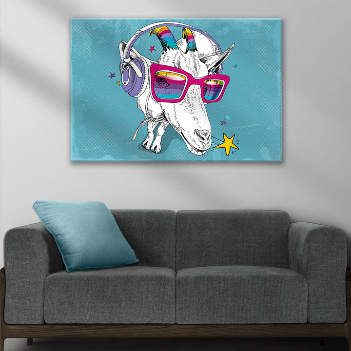 Rainbow Cool Goat Canvas Wall Art