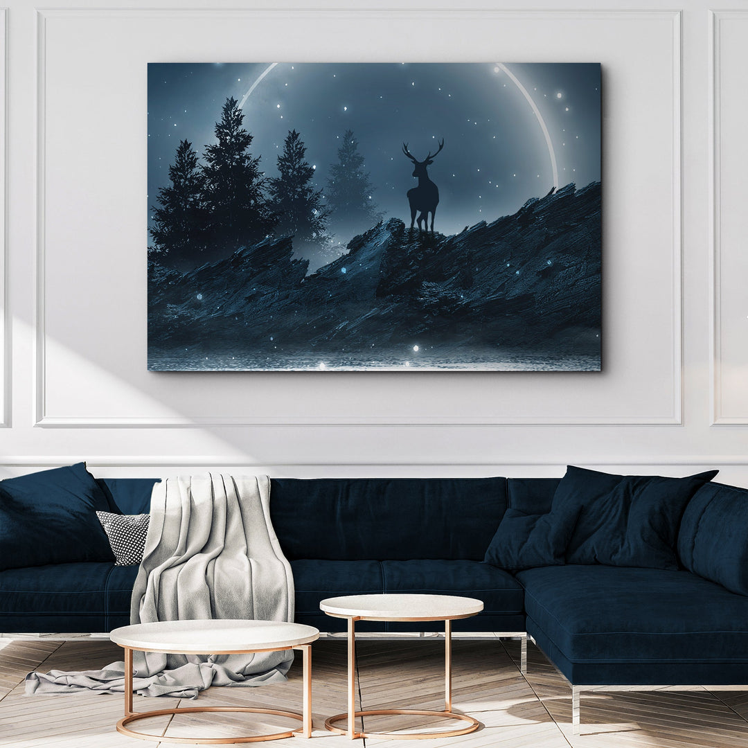 Midnight Deer Canvas Wall Art