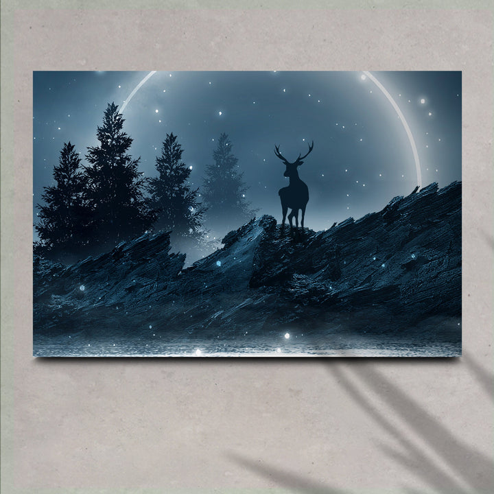 Midnight Deer Canvas Wall Art