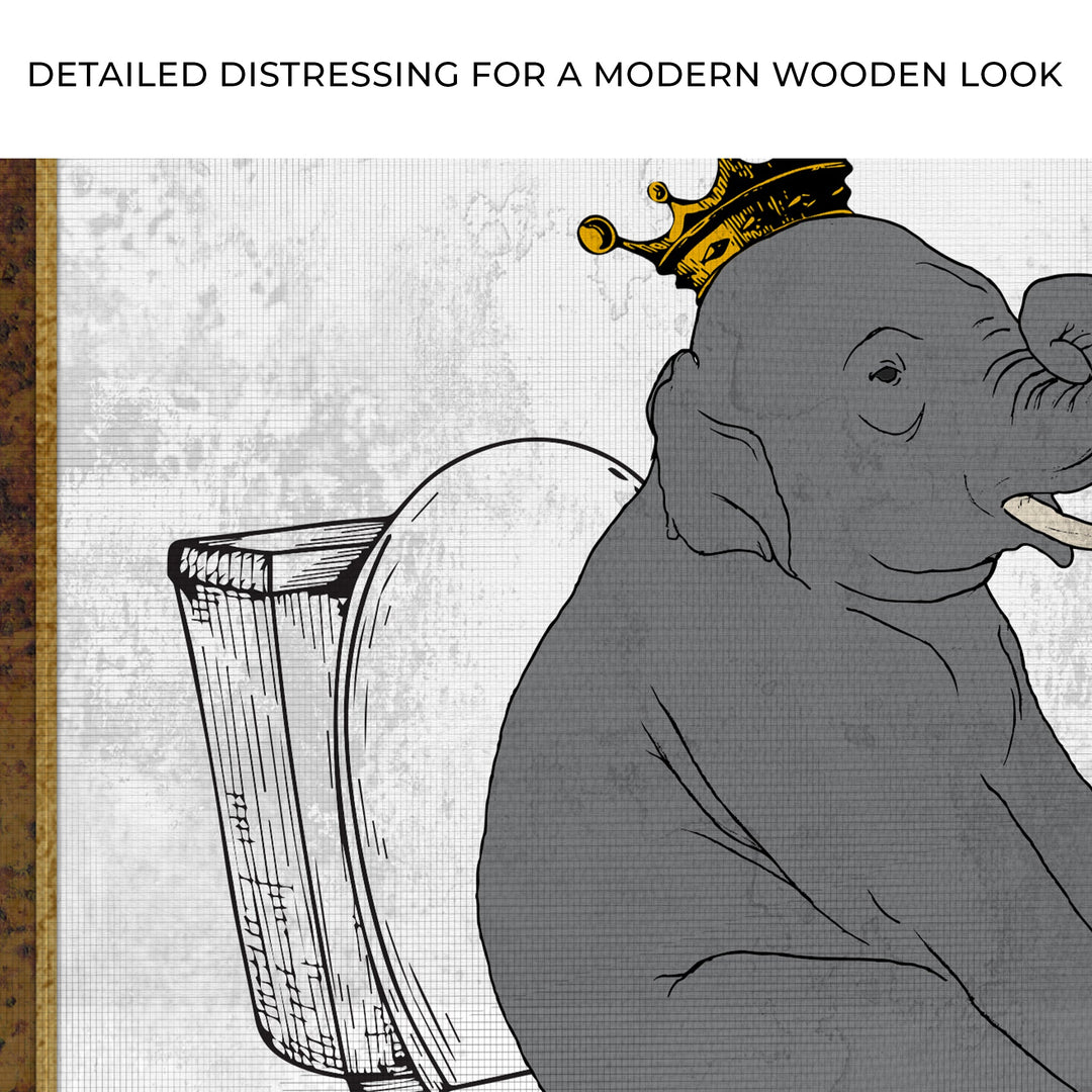 King Elephant On Toilet Canvas Wall Art