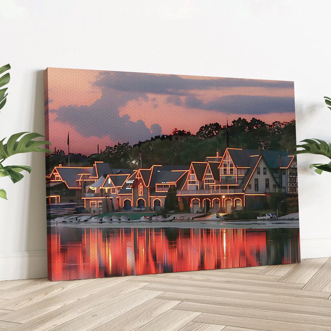 Houses Philadelphia Boathouse Row Canvas Wall Art