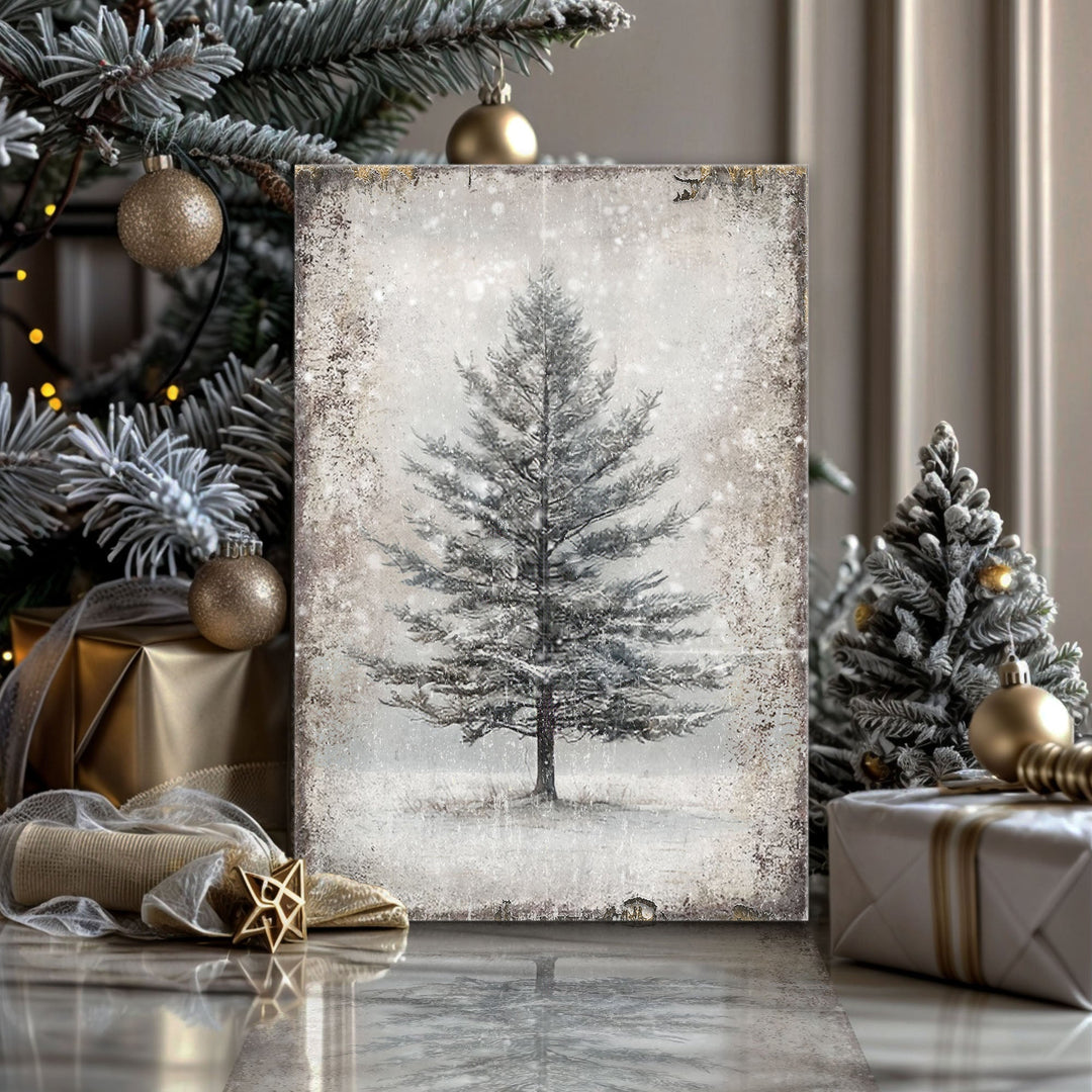 Vintage Christmas Tree Wall Art with Free 100+ Christmas Print