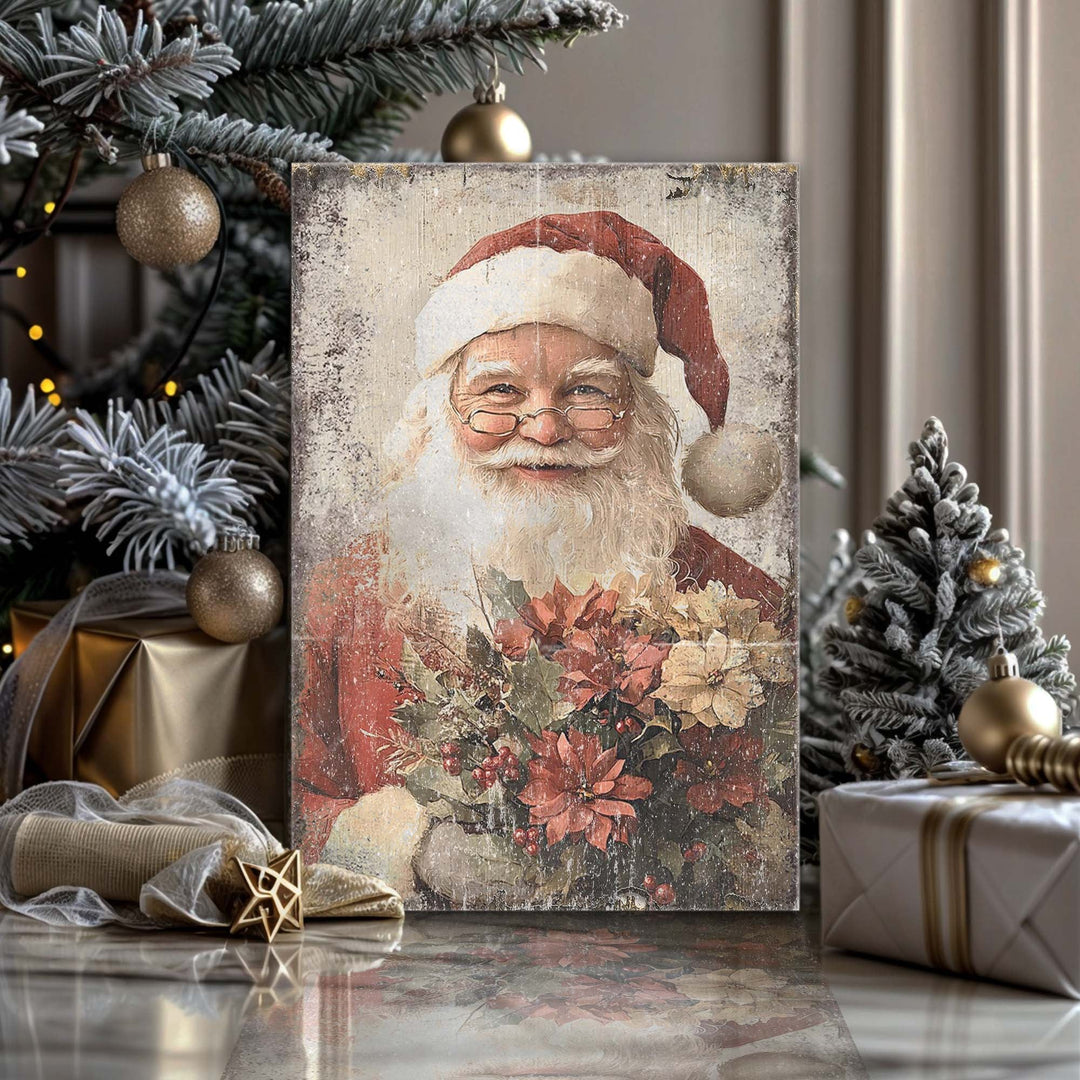 Vintage Christmas Santa Claus Wall Art