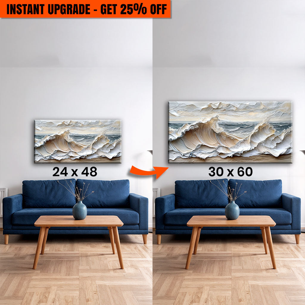 Upgrade Your 48x24 Inches 'Ocean Waves Wall Art' Canvas To 60x30 Inches
