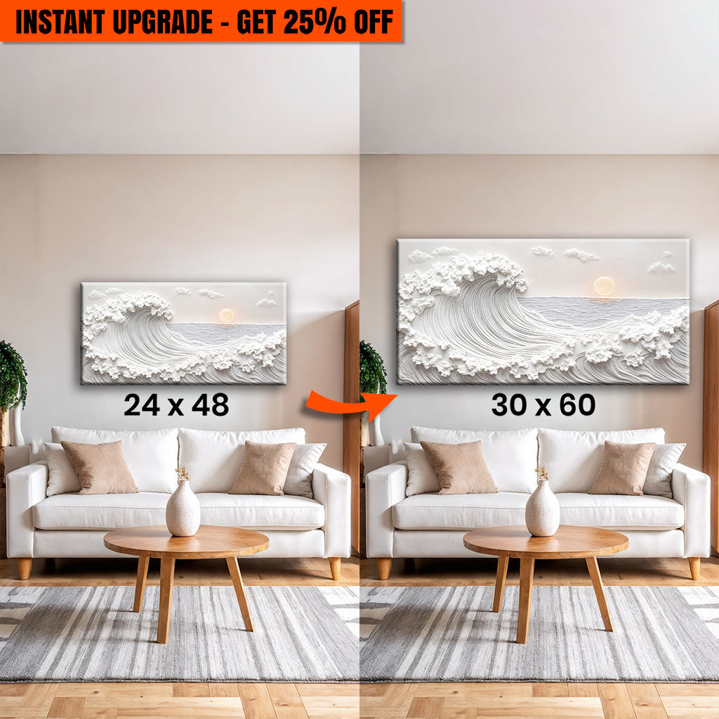 Upgrade Your 48x24 Inches 'Ocean Waves Abstract Wall Art' Canvas To 60x30 Inches