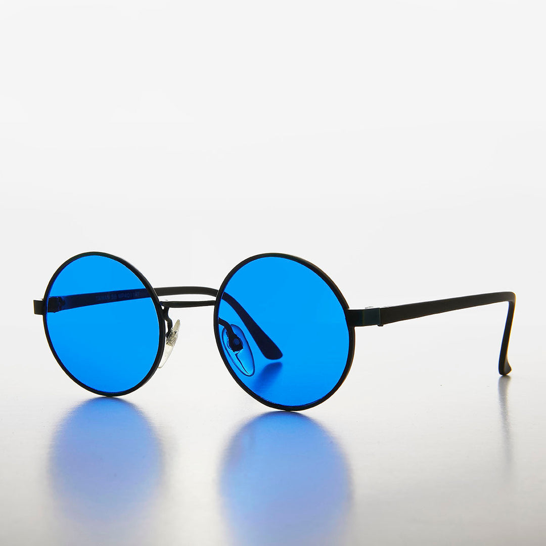 Round Hippie Sunglass with Colored Lenses - Aura