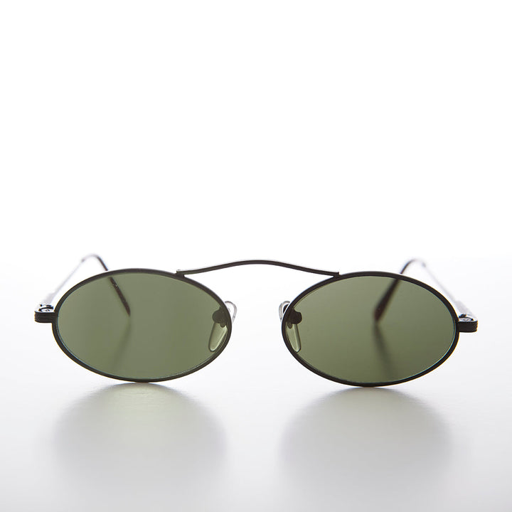 90s Oval Metal Aviator Sunglass with Floating Cross Bar - Avery