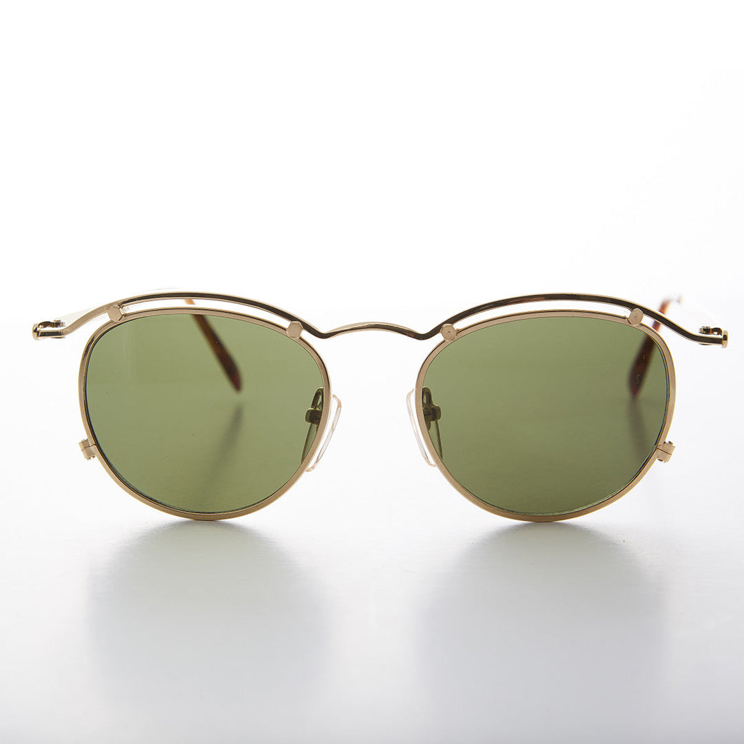 Round Gold Industrial Vintage 90s Sunglasses - Axl