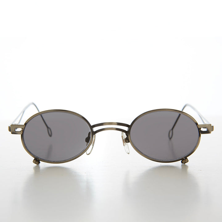 Small Oval 90s Full Metal Steampunk Sunglasses - Azari
