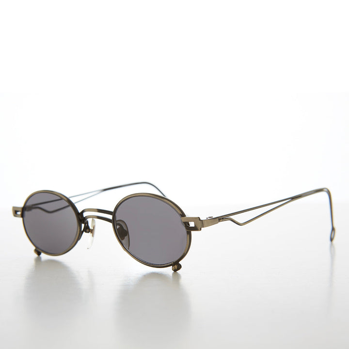 Small Oval 90s Full Metal Steampunk Sunglasses - Azari