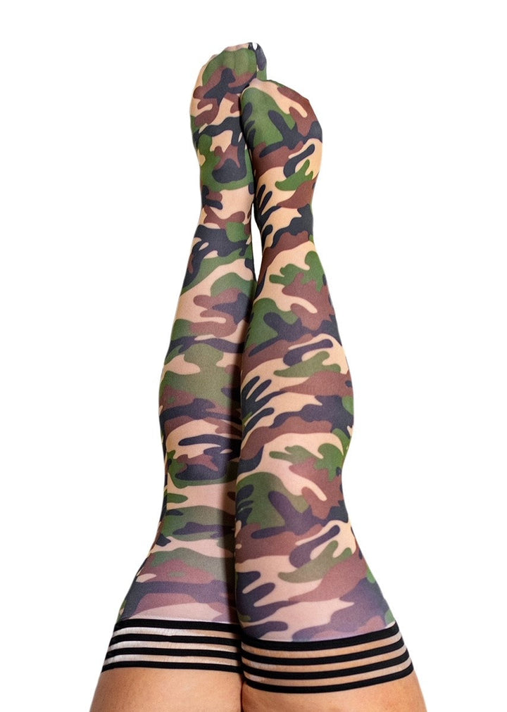 Alex: Camo Thigh-Highs. Petite to Plus Size.