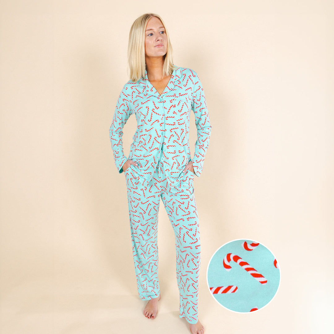The Peppermint Pimp Canes | Candy Cane SleepDeep™ Women’s Long Sleeve Pajama Set