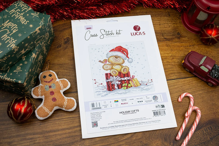Holiday Gifts Counted Cross-Stitch Kit by Luca-S B1431L