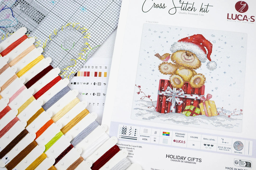 Holiday Gifts Counted Cross-Stitch Kit by Luca-S B1431L