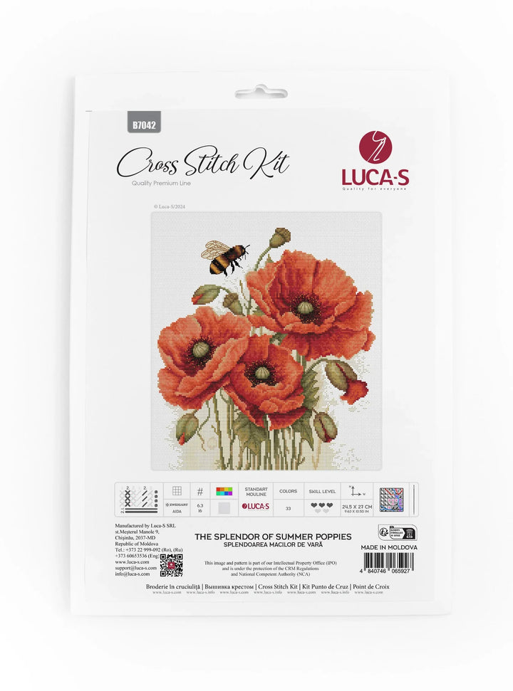 The Splendor of Summer Poppies B7042L Counted Cross-Stitch Kit