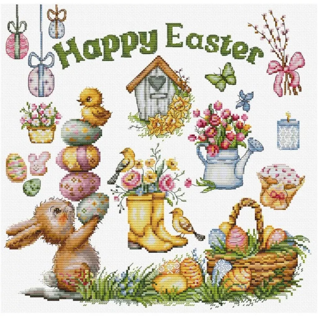 Happy Easter B7048L Counted Cross-Stitch Kit